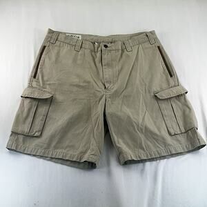 Orvis Men's 38 Olive Green Cotton Cargo Shorts Adjustable Waist Utility Hiking